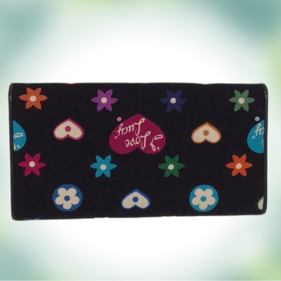 “I Love Lucy” Wallet, Black with Hearts, Flowers, and Gigham - Picture 4 of 7